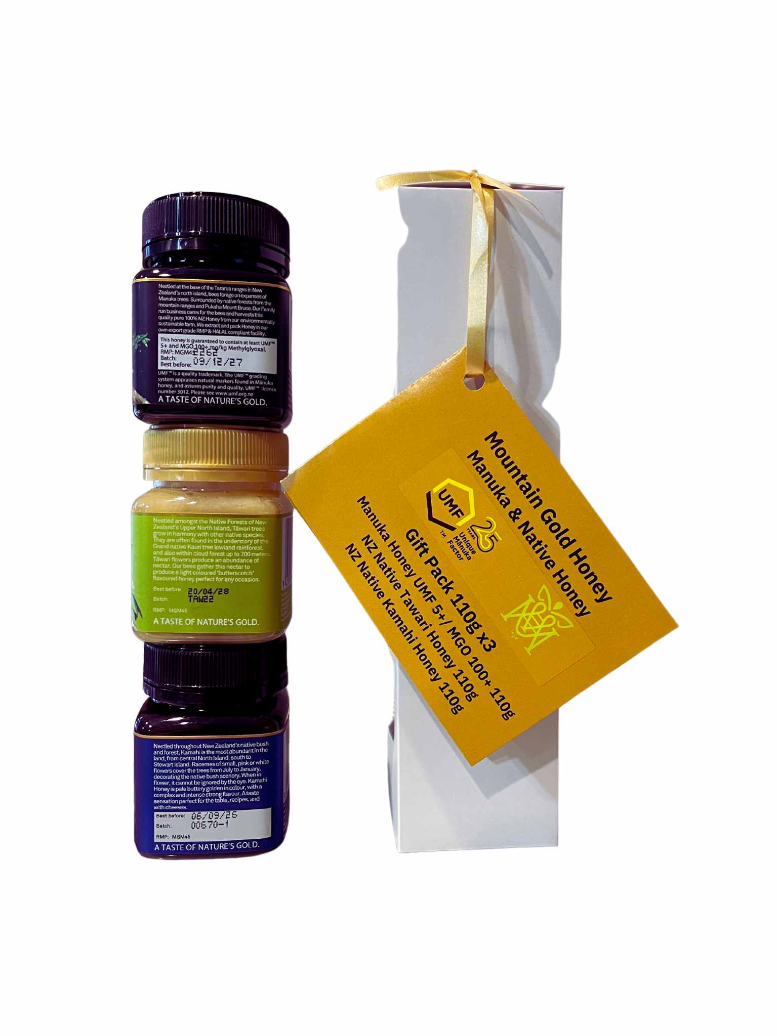Mountain Gold UMF 5+ Manuka-, Kamahi- und Tawari-Honig-Geschenkpaket