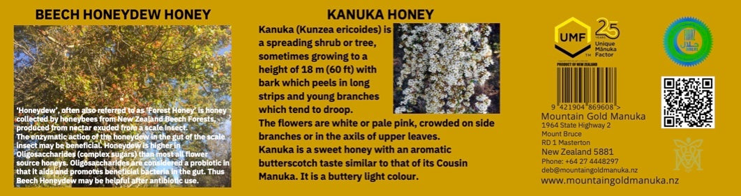 Mountain Gold UMF 5+ Manuka, Kanuka, and Beech Honeydew Honey Gift Pack
