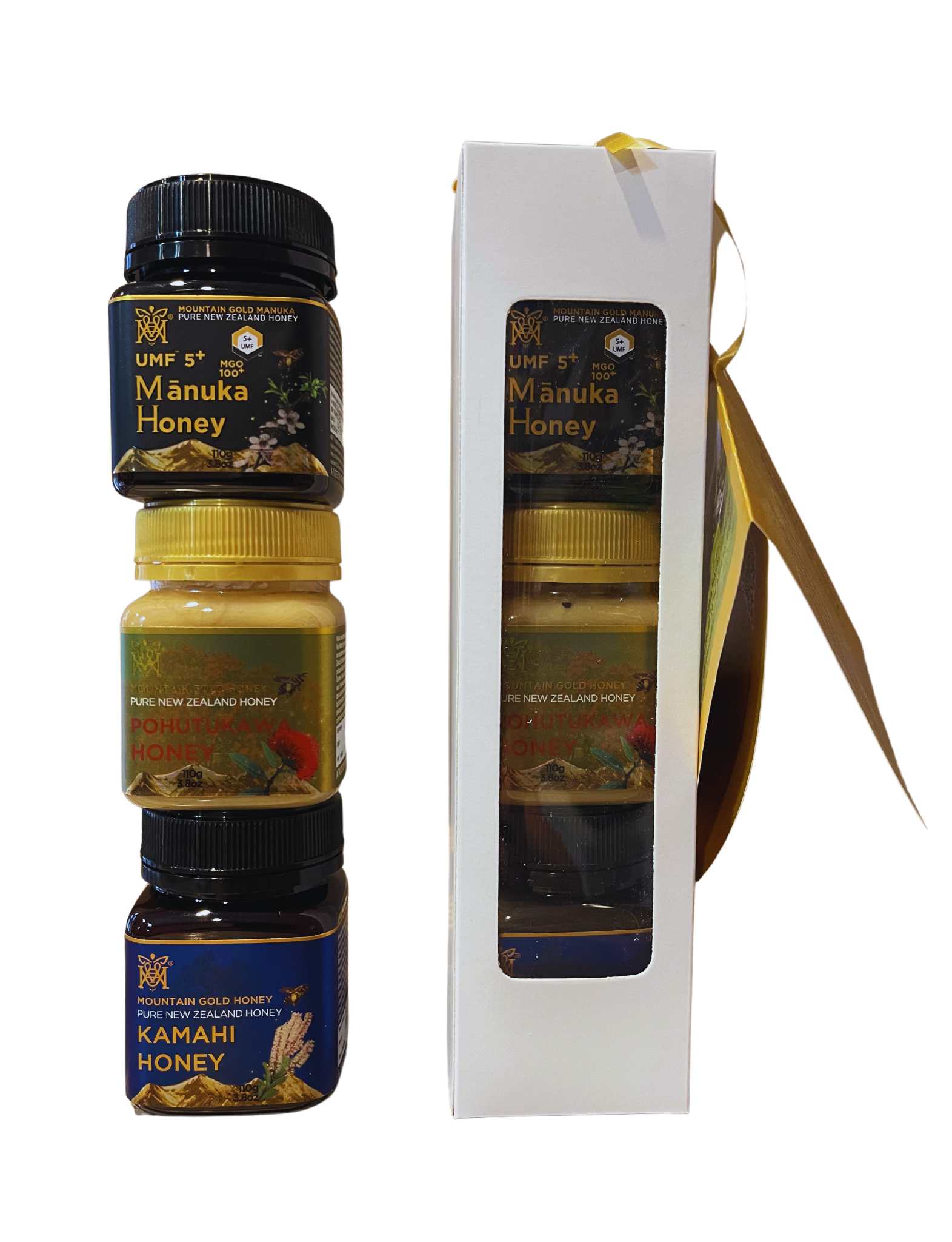 Mountain Gold UMF 5+ Manuka, Pohutukawa, and Kamahi Honey Gift Pack