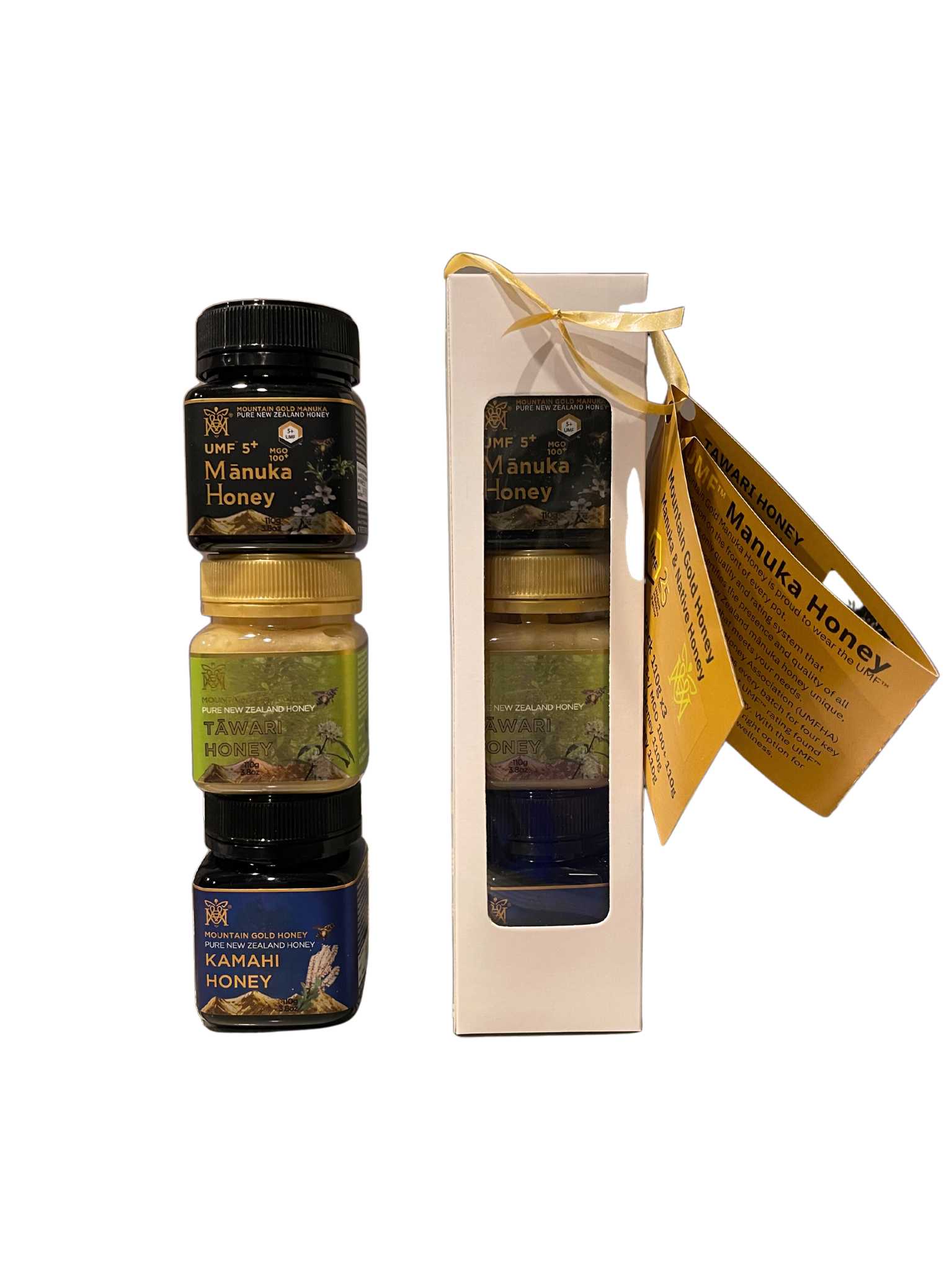 Mountain Gold UMF 5+ Manuka-, Kamahi- und Tawari-Honig-Geschenkpaket