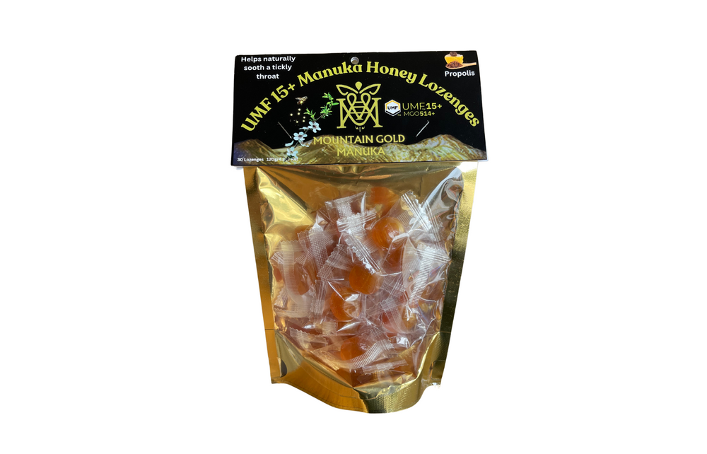 Mountain Gold UMF 15+ Manuka Honey and Propolis Lozenges- New Product Available Now