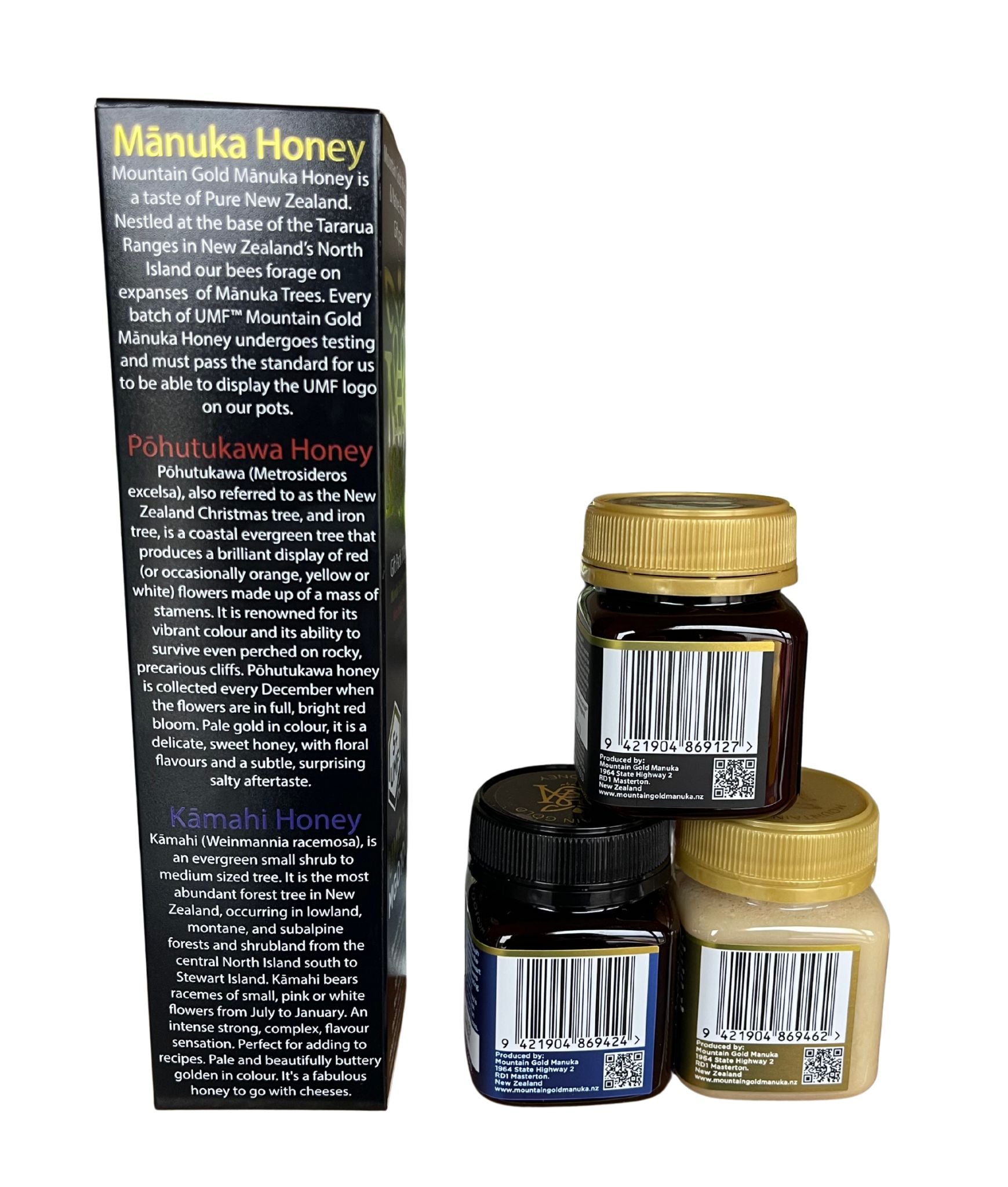 Mountain Gold UMF 5+ Manuka-, Pohutukawa- und Kamahi-Honig-Geschenkpaket