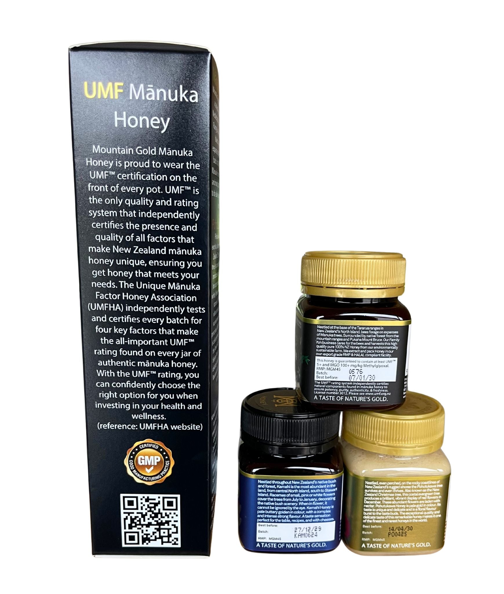 Mountain Gold UMF 5+ Manuka-, Pohutukawa- und Kamahi-Honig-Geschenkpaket