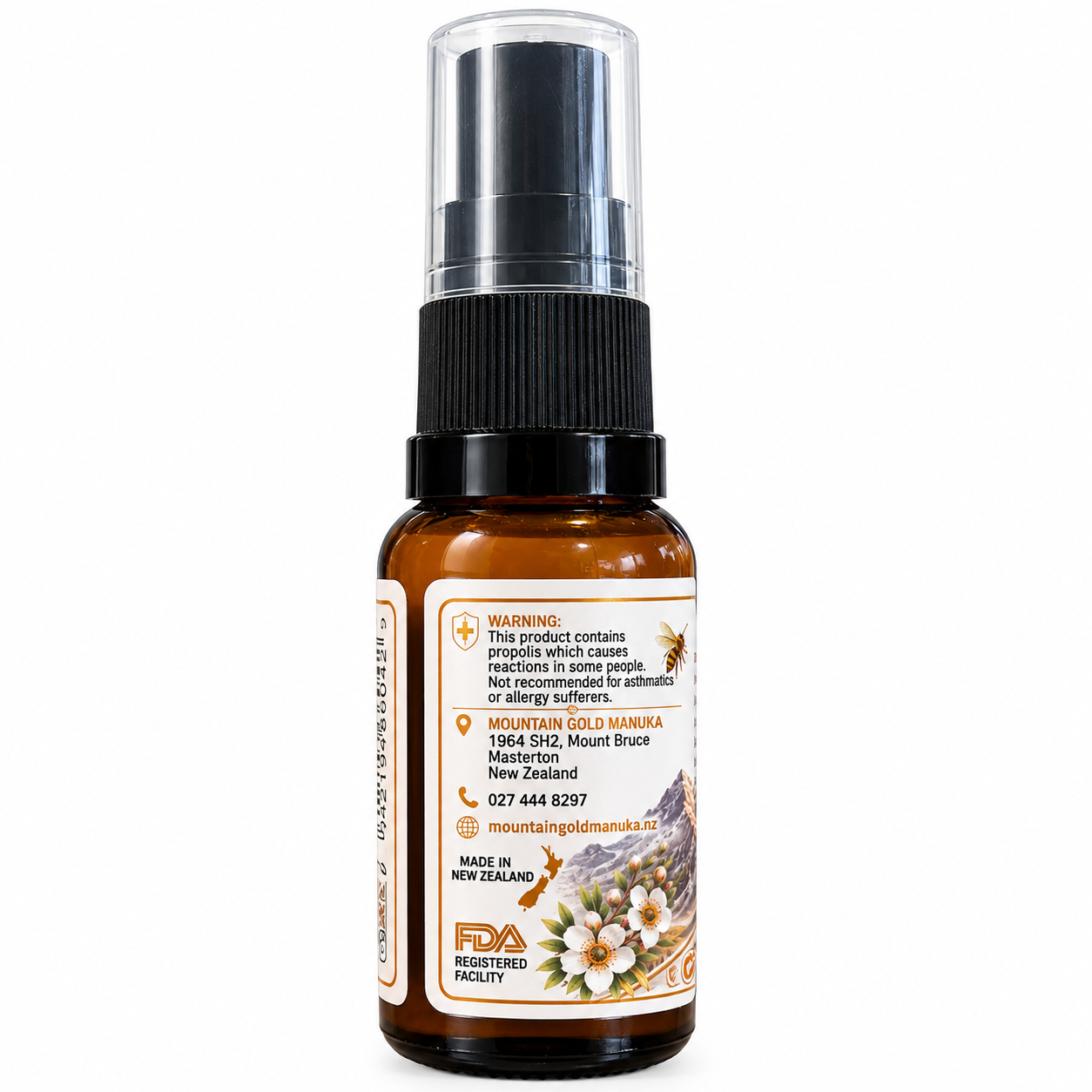 Throat Spray - Mountain Gold Mānuka Honey MGO 600+ with Propolis & Myrrh 30ml